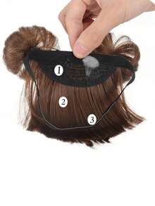 Synthetic Girl Baby Children's Fake Bangs Wig With Rubber Hairband Bangs Chignons Daily Wear Bangs Cosplay Hairpieces Accessories - Brown - View 4