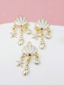 5 piezas de accesorios de conchas marinas de verano, estilo DIY artesanal, colgantes de estrellas de mar y caracolas de metal para hacer joyas, aretes, collares y pulseras - Multicolor - Ver 11