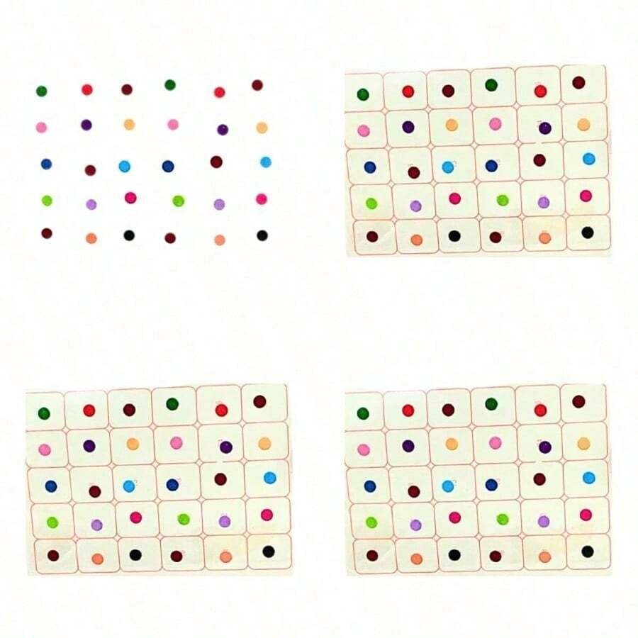 Multicolor  Daily Use Forehead Bindi Round Dot Tattoo Body Art Sticker Craft Decor Belly Decor Forehead Decor Velvet Body Jewelry - 彩色 - 查看 1