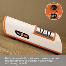 Elektryczna ostrzałka do noży kuchennych, 3-stopniowe ostrzenie i polerowanie, narzędzie do ostrzenia noży, odpowiednia do noży stalowych i ceramicznych, profesjonalna elektryczna ostrzałka do noży z 3-stopniowym ostrzem diamentowym, precyzyjna prowadnica kątowa 20° do szybkiego ostrzenia, naprawy/renowacji/polerowania ostrzy