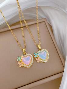 1 Piece Of Dazzling Love Butterfly Light Luxury Temperament Full Diamond Necklace Female Versatile Collarbone Chain Titanium Steel Chain