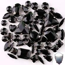 50 件/包，闪光混合形状玻璃水钻，银色金属平底，混合形状手工缝制水钻，用于衣服平底工艺宝石水晶缝制水钻带爪，DIY 配件用于装饰衣服、连衣裙、包、鞋子、胸针、耳环、手工艺品