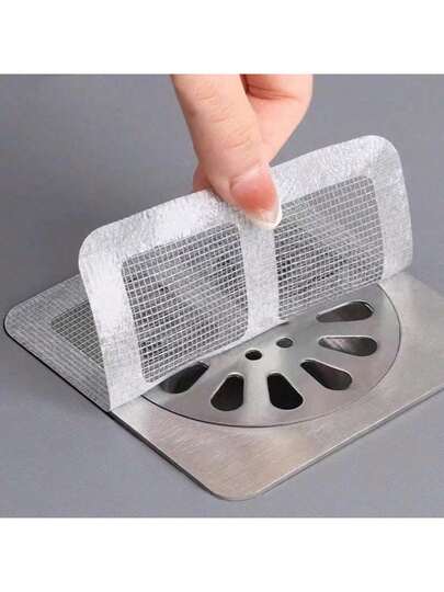 50 piezas de red de filtro de cabello desechable para el baño, cubierta de drenaje del baño, colador de fregadero de cocina para evitar obstrucciones, cucarachas e insectos (la cubierta de drenaje es adecuada para recolectar el cabello del baño; la red es un poco densa, lo que puede ralentizar el flujo de agua)