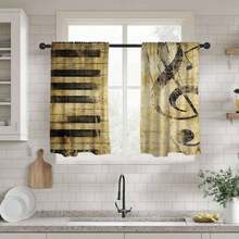 2pc Music Window Curtains 28"(W) X 40"(H), Black White Musical Notes Abstract Pattern Window Treatments For Bedroom Living Room Nursery Family Room Decorative Drapes 2 Panel Sets - Music-4 - View 1