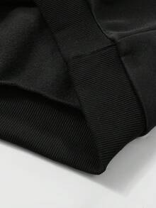 YUNCHIC - Men's Crew Neck Long Sleeve Sweatshirt, Casual & Versatile, Design For Spring & Autumn, Creative Letter & Graphic Print, Korean Minimalist Style, Suitable For Outdoor And Indoor Wear - Black - View 6