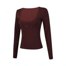Nike Áo thun nữ AS W NK ZENVY DF LS TOP NV tay dài dệt kim cổ tròn - Đỏ - Xem 1
