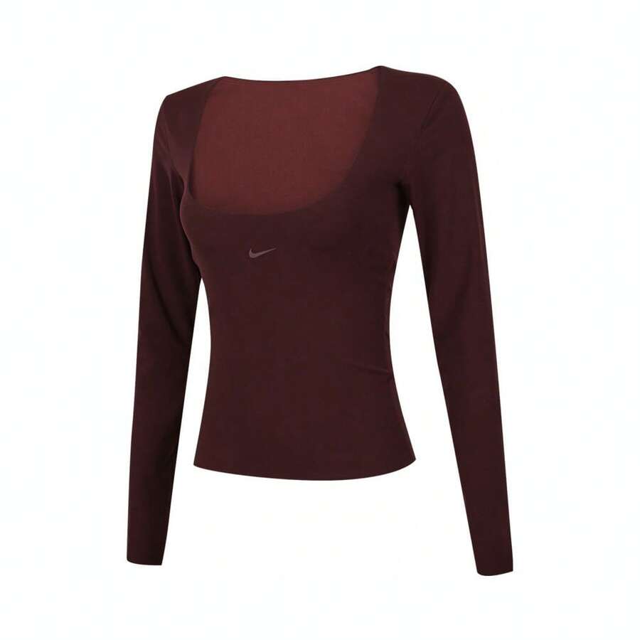 Nike Áo thun nữ AS W NK ZENVY DF LS TOP NV tay dài dệt kim cổ tròn - Đỏ - Xem 1