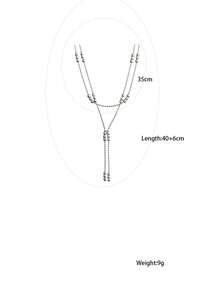 小众设计金属球吊坠项链，个性欧美风双层简约锁骨链女款 - 銀色 - 查看 10