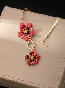 1 件时尚白色花卉简约优雅女式脚链，适合度假和派对 - 紅黑色滴油款 - 查看 4