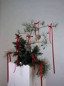 12pcs Vintage Velvet Christmas Bow Wall Decor, Cute Bow Decorations, Bow Garland, Suitable For Birthday, Bridal Shower, Gender Reveal Party, Christmas Tree Decor, Country Crafts And Gifts, Classic Polyester Ribbon Bows For Christmas, Valentine's Day, Wedding, Birthday, Holiday, Home And Wedding Decor, Christmas Decor, Room Decor - Red - View 6
