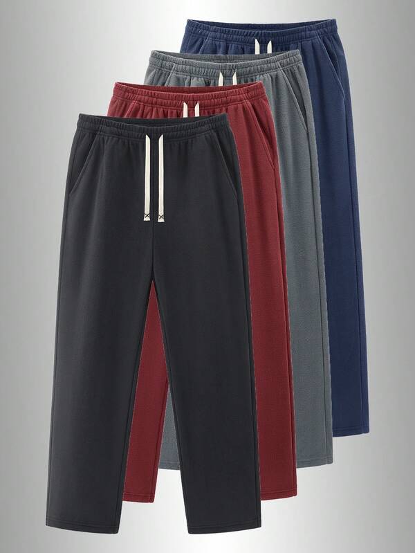 Men's Fleece Jogger Pants - Soft Thermal Outdoor Lounge Sweatpants, Elastic Waist Athletic Casual Trousers For Running Hiking Winter