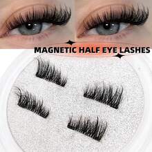 1对磁性假睫毛，半截式，无需胶水，短款磁性睫毛，打造自然猫眼妆效，可重复使用，适用于睫毛嫁接，是眼袋人士、美妆博主和送礼佳品的理想之选。 - 半眼睫毛 - 查看 6