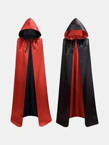 1 件闪亮连帽斗篷，男女通用长袍，适合化妆舞会，中世纪吸血鬼巫师恶魔角色扮演服装道具，万圣节服装 - 黑色 - 查看 3