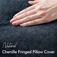 1 件装饰性波西米亚农舍抱枕套，柔软舒适的沙发靠垫套，带流苏雪尼尔饰边 - 藍色 - 查看 4