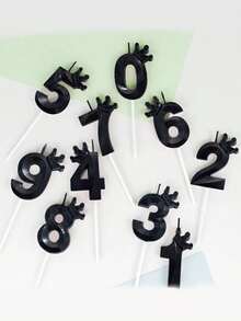 Black Shell Crown Numeric Birthday Anniversary Theme Party Cake Decorative Candles