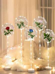 12 piezas (6 sets) - Luces de cuerda de globo LED, diseño de bola Bobo transparente, decoración para cumpleaños, boda, aniversario, Día de San Valentín, fiesta de playa de verano, decoración de fiesta interior, blanco cálido