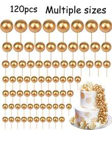 50/66/108/120个彩色球形蛋糕装饰，泡沫球蛋糕装饰，球形蛋糕顶饰，烘焙装饰，适用于婚礼、周年纪念、生日、圣诞节、万圣节、感恩节等场合。（黑色、银色、白色、金色）。婚礼和周年纪念派对 - DIY蛋糕装饰，波西米亚风格蛋糕装饰，各种主题蛋糕装饰，生日蛋糕装饰，男士蛋糕装饰（多种颜色） - 彩色 - 查看 18