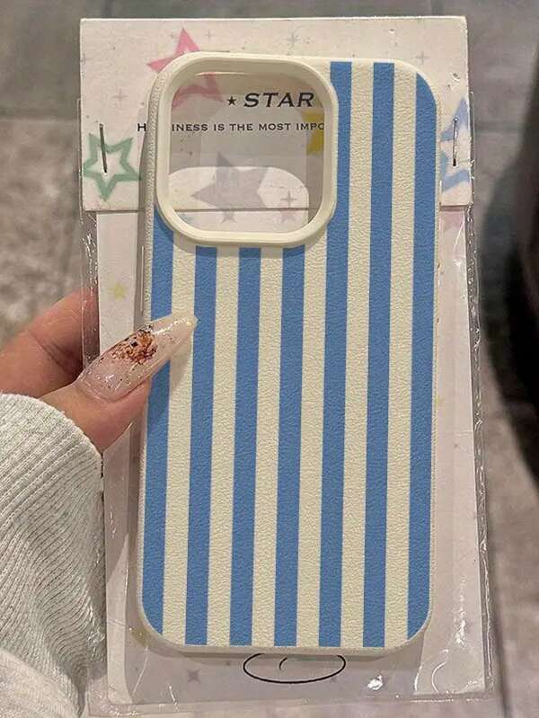 1pc Blue Striped Phone Case Compatible With IPhone 14 Pro, 13, 11/12, IPhone 15 Plus, 14 Pro Max/13, 12, 14, 13 Soft Cover, 15 Pro Max, 16 Series