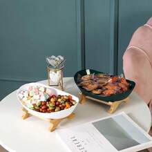 1 szt., Materiał naturalny, Stojak na owoce 2/3-poziomowy, Dwuwarstwowa miska na owoce w skandynawskim stylu luksusowym, Kreatywny element ekspozycji słodyczy do salonu, Taca na przekąski do domu