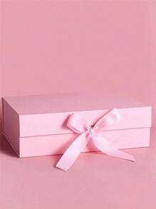 1pc Foldable Magnetic Closure Gift Box,Solid Color Foldable Gift Box,Wedding Party Ribbon Gift Box, White, Pink, Black Packaging Box, Wedding Souvenir Gift Box, Flip Ribbon Gift Box, Halloween, Thanksgiving, Christmas Gift Box, Suitable For Birthday Parties, Holiday Party Gift Box, Wedding Gift Storage Box ﻿,Christmas