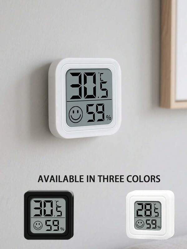 1/2pcs Mini Smiling Face Thermometer Hygrometer, Double-Sided Adhesive LCD Display, Precise Monitoring Of Indoor/Outdoor, Bedroom, Dining Room, Office, Reptile Tank Temperature & Humidity Changes