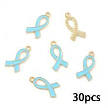 10/30/50 buc Pandantiv din aliaj de zinc cu panglică de satin cu o singură față, potrivit pentru brățări DIY de conștientizare a cancerului de sân, coliere, brelocuri, accesorii de bijuterii