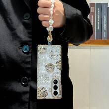 1pc Women's Foldable Phone Case, Fashionable & Popular With Hanging Chain, Phone Protective Cover Compatible With Samsung Galaxy Z Fold 7/6, Also Fits Samsung Galaxy Z Flip7/6/5, Suitable As Birthday, Graduation Or Back To School Gift Waterproof Shockproof Anti-Fall Scratch Resistant - Rose Gold - View 9