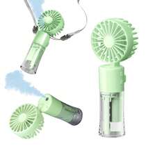 1pc Portable Handheld Fan With Cooling Mist Spray - USB Rechargeable, Ultra-Compact Water Humidifier - Ideal For Personal Indoor/Outdoor Climate Control - màu xanh lá - Xem 1