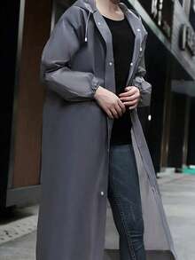 EVA长款雨衣，带可调节风帽，男女通用，纯色防水长袖连帽雨衣，防风保暖 - 轻便透气，全面覆盖，高品质外套，适合骑行、徒步、钓鱼 - 黑色雨衣，带拉链收纳袋，春夏精选，伴娘礼物，房间装饰，卧室装饰，海滩，旅行，男士，女士，度假，可爱小物，母亲节礼物，卧室装饰，花园，厨房装饰，夏季，海滩，旅行必备，房间装饰，软萌，毕业季 - 彩色 - 查看 5