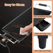 35'' Extra Large Electric Griddle W/ Adjustable Temperature Thermostats Drip Tray - Xem 5