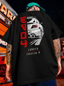 Oversized Streetwear T-Shirt JDM EVO 4 Lancer Evolution Tunada REF 7251 VEST NERD - Black - View 1