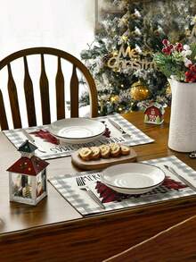 1pc Linen Merry Christmas Table Runner, Black & White Plaid Christmas Tree Pattern Table, Holiday Tabletop Decor Fabric For Winter Home Decor And Festive Celebration, Holiday Party, Christmas Party, Halloween Decoration, Holiday Decoration, Festive Decoration, Party Favor, Fun Christmas Party Decor, Christmas Holiday, Happy New Year, Christmas Decoration, Perfect Christmas Gift For Friends Christmas Decorations Home Christmas Gifts Christmas Decor