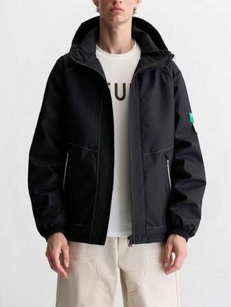 Boyfriend Style Men's Sport Jacket, Outdoor Waterproof Multi-Zipper Windbreaker Coat Gym Clothes Boyfriend Style Men