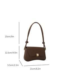 Retro Lightweight,Business Casual Chocolate Brown Flap Bag Vintage PU For Teen Girls Women College Students,Rookies & White-Collar Workers Perfect For Office,College,Work ,Business,Commute,Outdoors, Travel, Outings - Brown - View 8