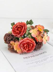 1PC/3PCS/80PCS Artificial Flowers Silk Hydrangea Bouquets Fake Tea Roses Artificial Plants For Autumn Decor, Wedding Vase For Home,Dining Room, Bedroom, Bathroom,Room Decorations, Festival Birthday Party Accessories, Outdoor Garden Decorations ﻿ ﻿ ﻿