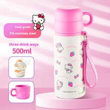 550ml Hello Kitty/Kuromi Cute Dual Drink  - Stainless Steel Insulated Water Bottle, 550ml, Large Capacity, Leak-Proof, Stylish And Tumbler, Perfect For Birthday/Christmas Gifts