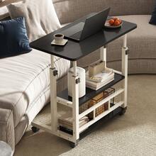 Escritorio portátil con mesa ajustable para laptop, tamaño 80x40cm, con ruedas giratorias diseño móvil ideal para computadoras portátiles y espacios reducidos. - Negro - Ver 3
