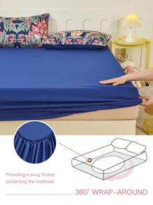 3/4件套鸟栖树印花床上用品套装，易护理超细纤维柔软床上用品套装，包含床笠（1件床单+1件床笠+半个枕套），纯色床笠，可选加大号、大号、标准双人床、单人床尺寸，深口袋设计，枕套最大可达11.8英寸，柔软透气，抗皱，提升睡眠质量，奢华酒店风格，送给父母和朋友的礼物，适合家庭和宿舍使用。