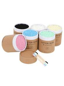 200pcs/Box Double-Ended Cotton Swabs, Natural Bamboo Cotton Swabs With Comfortable Soft Design - Suitable For Manicure And Makeup, Disposable Bamboo & Cotton Swabs, Convenient And Hygienic