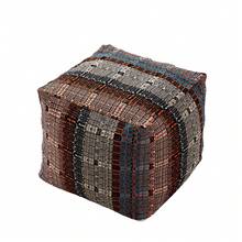 Vintage Modern Abstract Brown Pouf - Retro Earth Tone Floor Cushion, Boho Ottoman For Living Room, Tatami Seat With Maillard Aesthetic