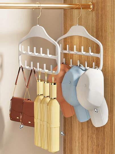 1 Stück rutschfester, platzsparender, multifunktionaler Doppelschicht Gürtelhalter/Krawattenhalter mit 360 Grad Schwenkfunktion für Kleiderschrank, 11 große stabile Gürtel-Haken für Hosen/Strumpfhosen/Schals und Kleidung