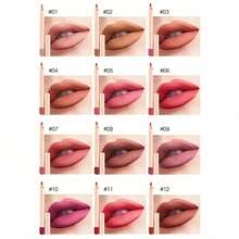 12 Color Matte Lip Liner Matte Mouth Lip Liner Suit Easy To Use Velvet Mist Face Lip Gloss Long Lasting Waterproof - 彩色 - 查看 2