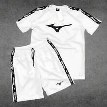 Conjunto Dry-Fit Camisa + Short Dryfit Masculino Academia e Treino Camisa Musculação Short Corrida Fitness - Branco - Visão 2