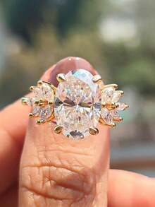 1pc Luxury Oval Cut Synthetic Zirconia Anniversary Ring, Elegant & Beautiful Symbol, Shiny Oval Women's Engagement/Wedding Ring - Anniversary Gift - Matches Daily Outfit, Perfect Gift For Sweetheart