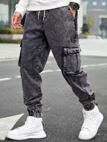 Pantalones vaqueros para hombre, pantalones harem para hombre, pantalones ajustados con bolsillos. - Gris - Ver 1