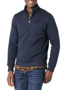 Men's Long-Sleeve Quarter-Zip Pullover Fleece Sweatshirt, Style - 海軍 - 查看 1