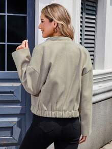 Women's Solid Color Button Casual Jacket Coat, Suitable For Daily, Travel, Festival Wear In Autumn