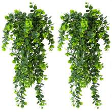 4pcs/2pcs Artificial Eucalyptus Vine Leaves, Fake Flower Wall Hanging Decor, Home/Garden/Restaurant Decoration Artificial Plants, Hanging Plant Vine Backdrop Green Plants - Green - View 2