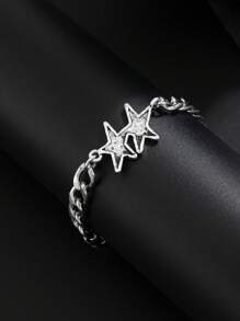 1pc Fashionable Punk Star Chain Bracelet, Men's Personalized Minimalist Jewelry, Casual Daily Outfit Accessory