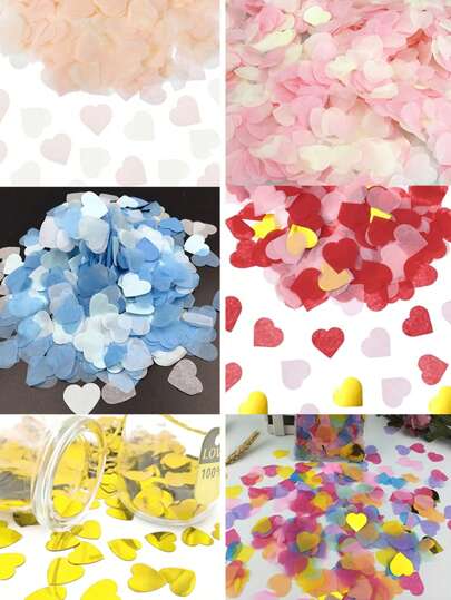 2000 个柔软心形和波尔卡圆点纸质五彩纸屑袋，多色纸质心形礼品包装填充物和装饰，彩色粉色、蓝色、金色桌面装饰，非常适合浪漫庆典、生日、婚礼和情人节
